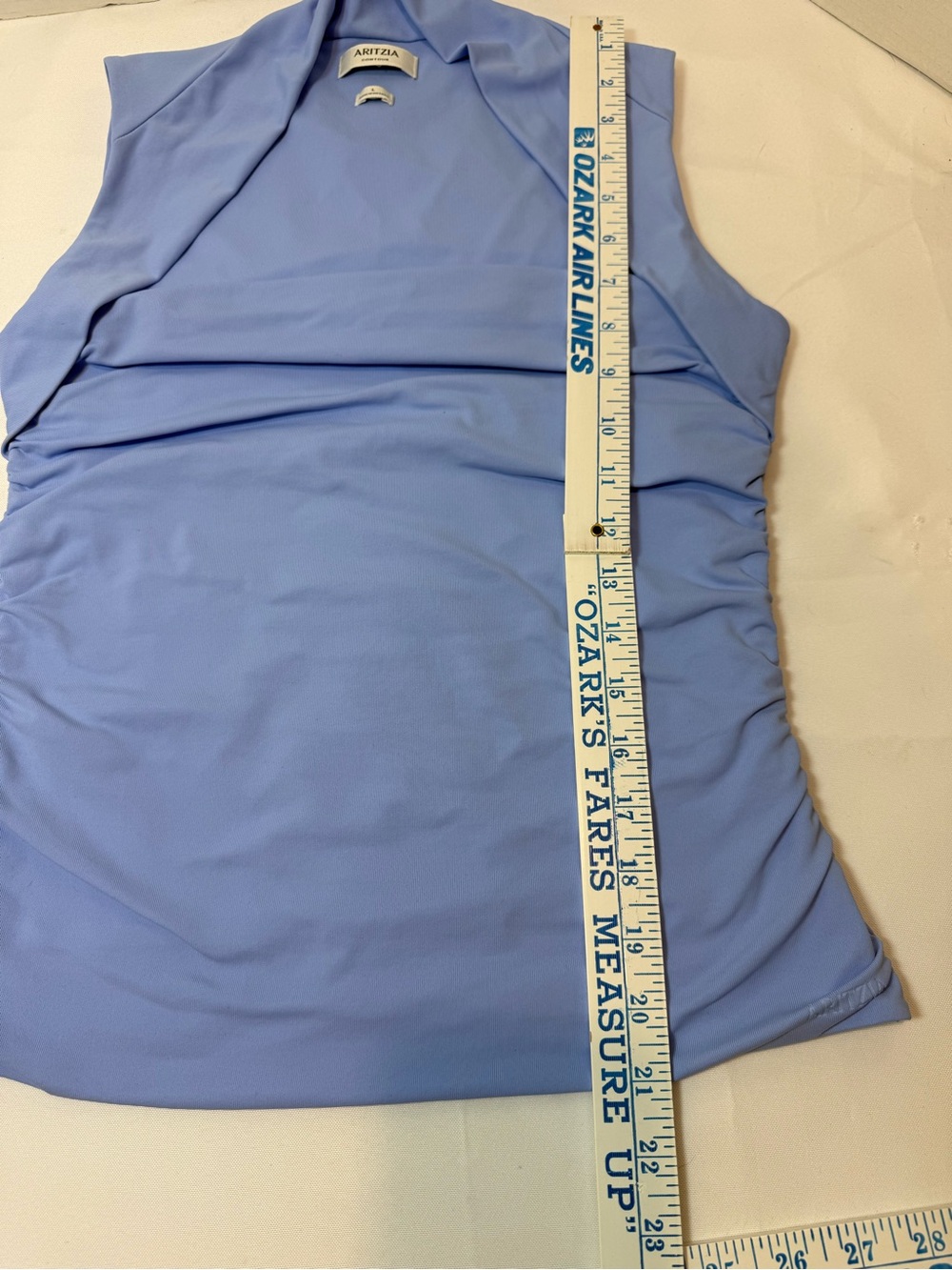 Aritzia Original Contour Flourish Contour Ruched Square Neck Top Blue - Picture 7 of 9